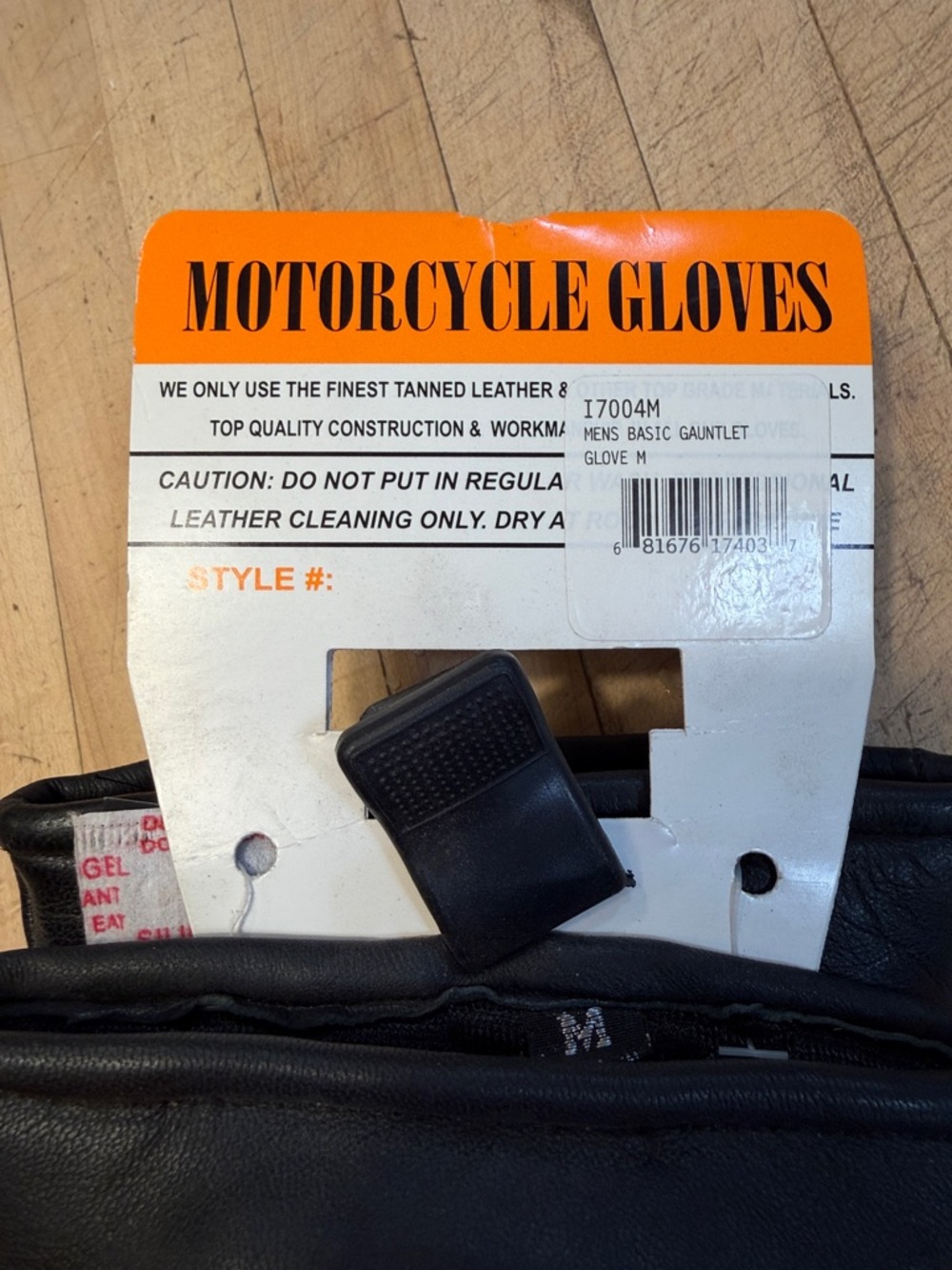 Black Leather Gauntlet Motorcycle Glove with Zip Pocket and Rain Covers - Picture 3 of 6